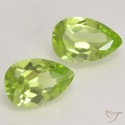 Pedras preciosas de Peridoto Verde Vivo Claro natural de 0.87 ct, Formato de pêra, VVS-VS