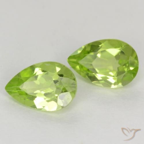 Pedras preciosas de Peridoto Verde Vivo Claro natural de 0.87 ct, Formato de pêra, VVS-VS