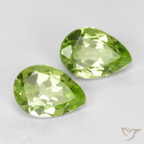 Pedras preciosas de Peridoto Verde Vivo Claro natural de 0.87 ct, Formato de pêra, VVS-VS