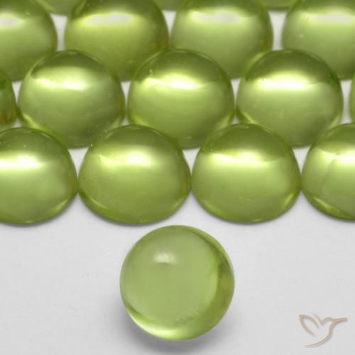 Peridoto verde vivo Natural 0.38ct, Redondo, Transparente