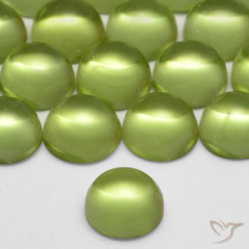 Peridoto verde vivo Natural 0.38ct, Redondo, Transparente