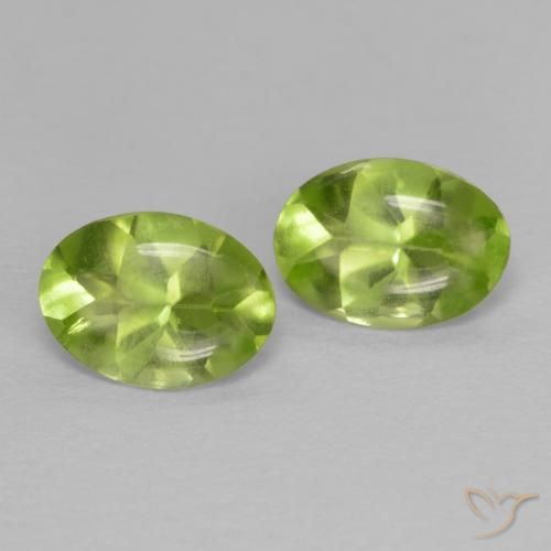 Pedras preciosas de Peridoto verde vivo natural de 1.52 ct, oval, Transparente