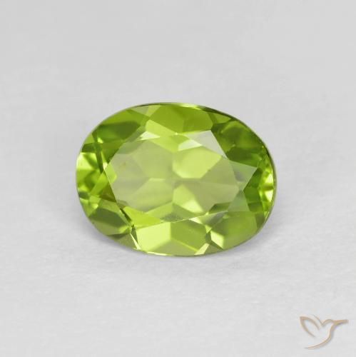 Peridoto verde vivo Natural 1.36ct, oval, VS
