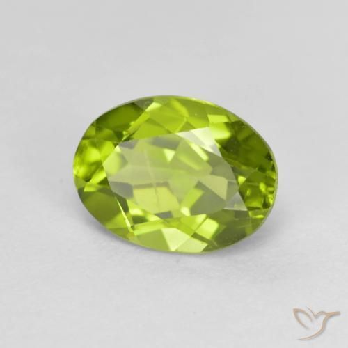 Peridoto verde vivo Natural 1.45ct, Corte Oval, VS