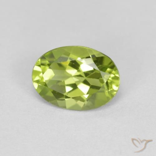 Peridoto verde vivo Natural 0.86ct, oval, VS