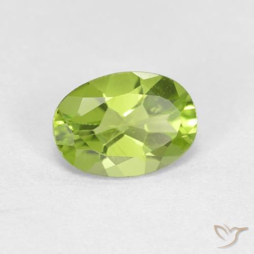 Peridoto verde vivo Natural 0.88ct, oval, VS