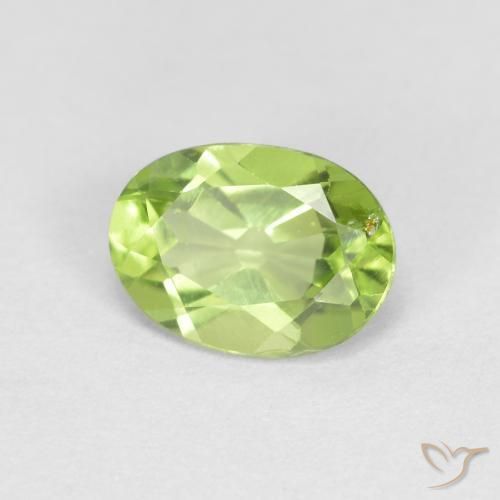 Peridoto Verde amarelado Natural 0.89ct, oval, VS-SI