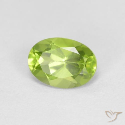 Peridoto verde vivo Natural 0.91ct, oval, VS