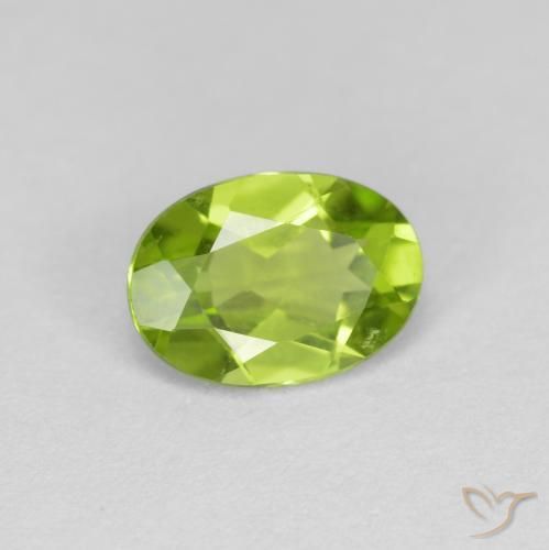 Peridoto verde vivo Natural 0.91ct, oval, VS