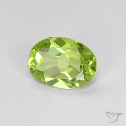 Peridoto verde vivo Natural 0.80ct, oval, VS