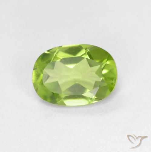 Peridoto verde vivo Natural 0.89ct, oval, VS