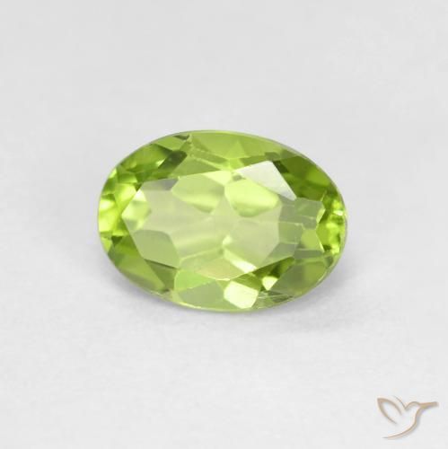Peridoto verde vivo Natural 0.93ct, oval, VS
