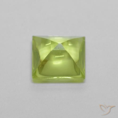 Peridoto verde vivo Natural 0.83ct, Quadrado, Transparente