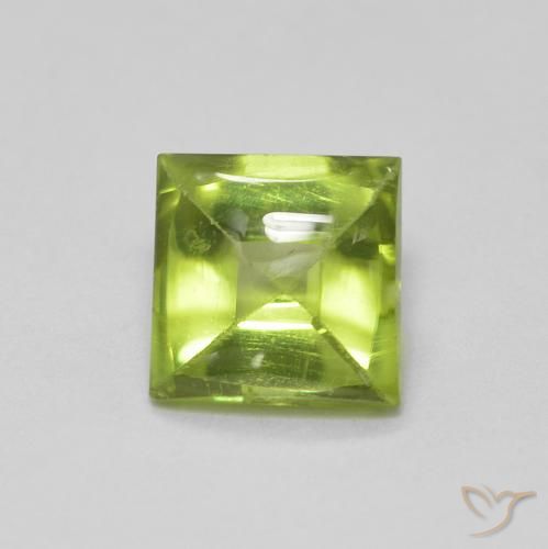Peridoto verde vivo Natural 0.77ct, Quadrado, Transparente