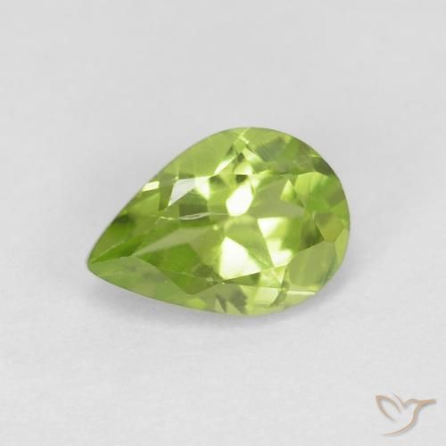 Peridoto verde vivo Natural 0.84ct, Formato de pêra, VS