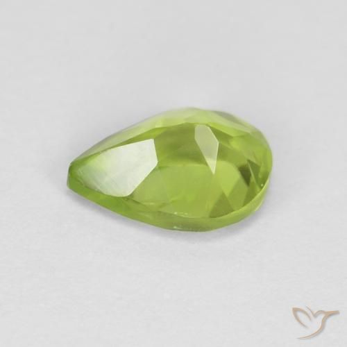 Peridoto verde vivo Natural 0.84ct, Formato de pêra, VS