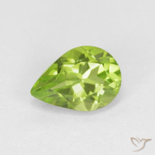 0.87ct Natural Verde médio Peridoto, Formato de pêra, VS