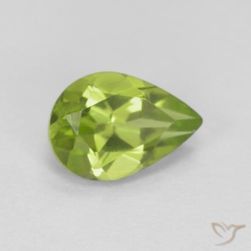 Peridoto verde vivo Natural 0.85ct, Formato de pêra, VS