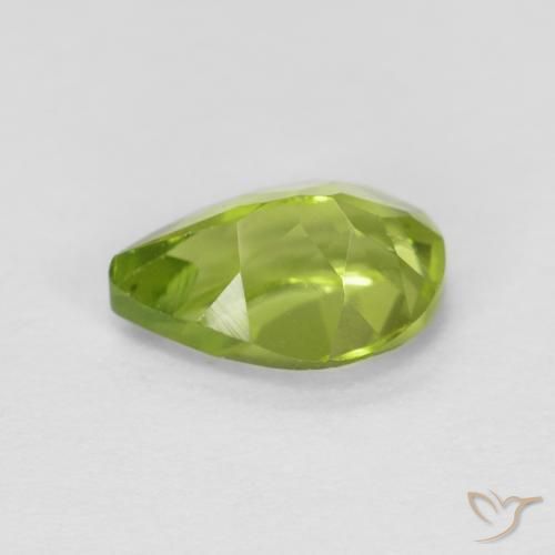 Peridoto verde vivo Natural 0.85ct, Formato de pêra, VS