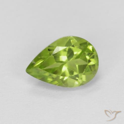 0.85ct Natural Verde médio Peridoto, Formato de pêra, VS