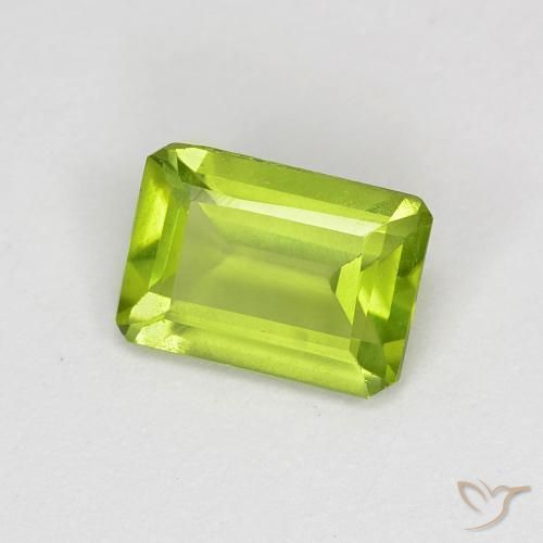 Peridoto Verde amarelado vivo Natural 0.95ct, Corte Octógono / Esmeralda, VS