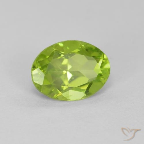 Peridoto verde vivo Natural 1.27ct, oval, VS