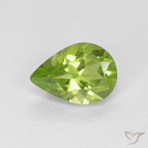 0.77ct Natural Verde Vivo Claro Peridoto, Formato de pêra, VS