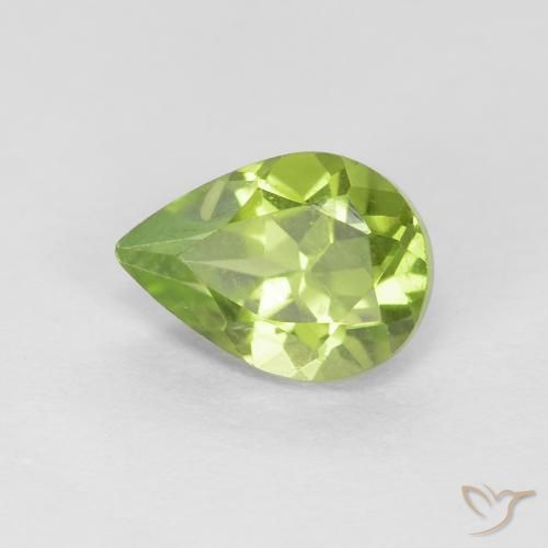 Peridoto Verde Vivo Claro Natural 0.77ct, Formato de pêra, VS