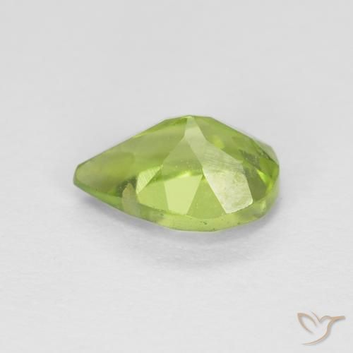 Peridoto Verde Vivo Claro Natural 0.77ct, Formato de pêra, VS