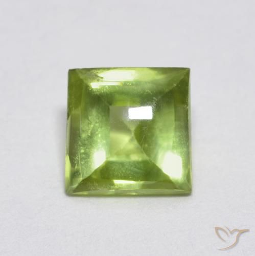 Peridoto Verde amarelado Natural 0.75ct, Quadrado, Transparente