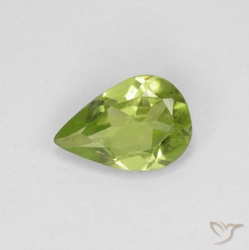 0.65ct Natural Verde amarelado Peridoto, Formato de pêra, VVS