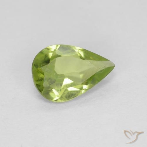 Peridoto Verde amarelado Natural 0.65ct, Formato de pêra, VVS