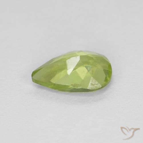 Peridoto Verde amarelado Natural 0.65ct, Formato de pêra, VVS