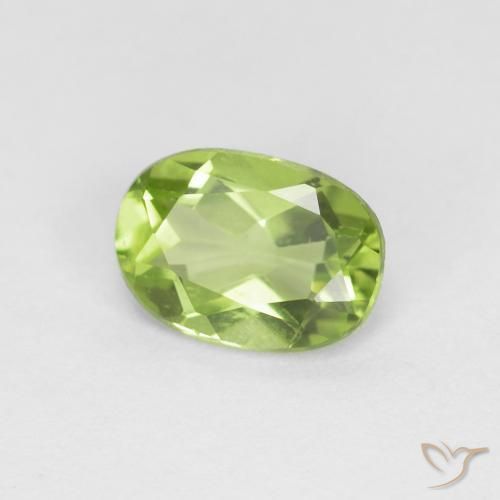 Peridoto verde vivo Natural 0.86ct, oval, VVS-VS