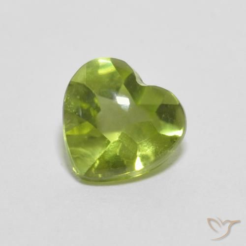 0.84ct Natural verde vivo Peridoto, Coração, Transparente