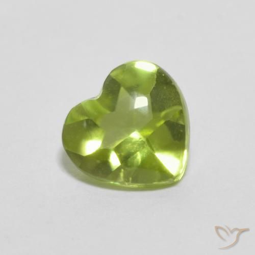 Peridoto verde vivo Natural 0.84ct, Coração, Transparente