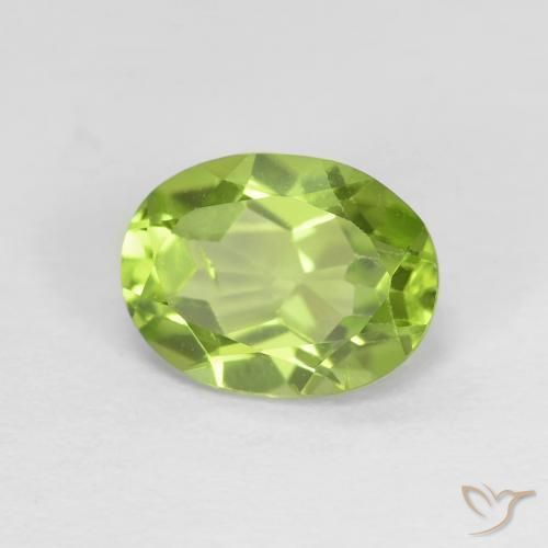 Peridoto Verde amarelado vivo Natural 1.48ct, oval, VS