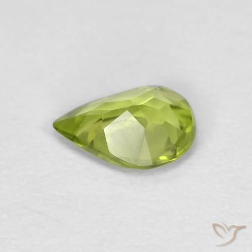 Peridoto verde vivo Natural 0.61ct, Formato de pêra, VVS-VS
