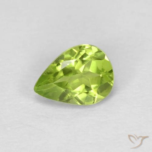 0.68ct Natural Verde médio Peridoto, Formato de pêra, VS