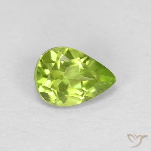 Peridoto Verde médio Natural 0.68ct, Formato de pêra, VS