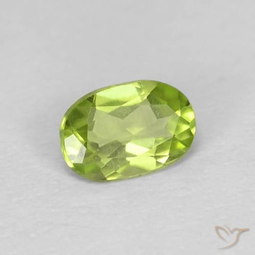 Peridoto verde vivo Natural 0.59ct, oval, VS