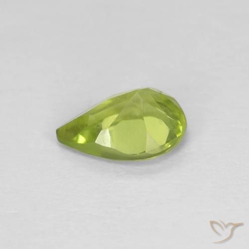 Peridoto Verde amarelado Natural 0.64ct, Formato de pêra, VVS-VS