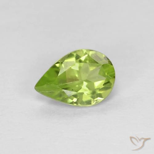 0.67ct Natural Verde amarelado vivo Peridoto, Formato de pêra, VVS-VS