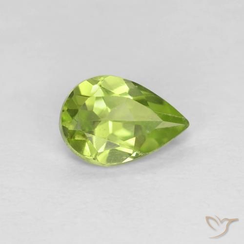 Peridoto Verde amarelado vivo Natural 0.67ct, Formato de pêra, VVS-VS