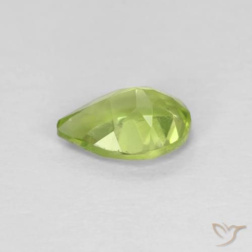 Peridoto Verde amarelado vivo Natural 0.67ct, Formato de pêra, VVS-VS