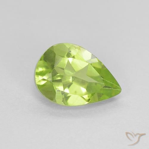 Peridoto verde vivo Natural 0.82ct, Formato de pêra, VVS-VS