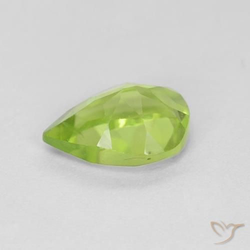 Peridoto verde vivo Natural 0.82ct, Formato de pêra, VVS-VS