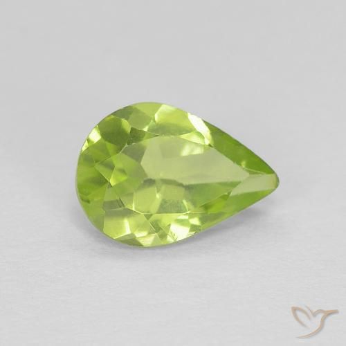 Peridoto verde vivo Natural 0.65ct, Formato de pêra, VVS-VS