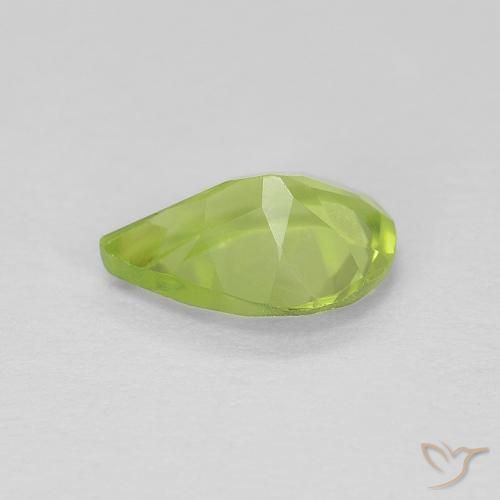 Peridoto verde vivo Natural 0.65ct, Formato de pêra, VVS-VS