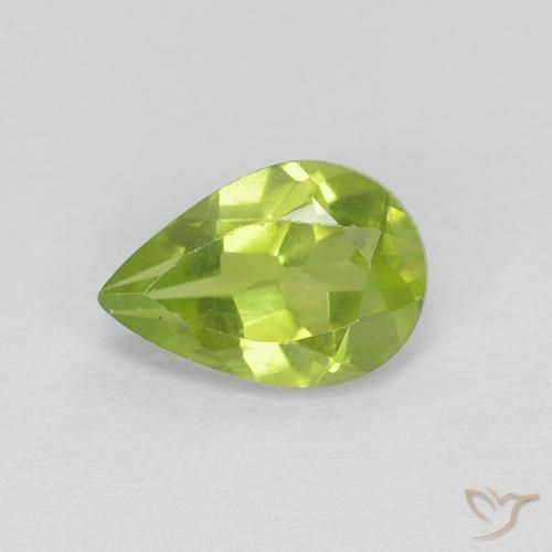 0.75ct Natural Verde amarelado vivo Peridoto, Formato de pêra, VVS-VS